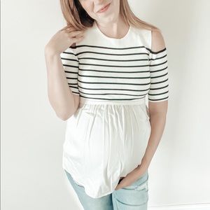 NWOT A Pea in the Pod Cutout Shoulder Maternity Top